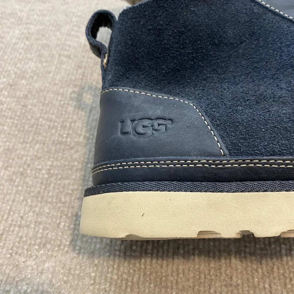 UGG Boots Mens Size 13 Blue Suede Chukka Ankle Lined Casual Winter 1020369